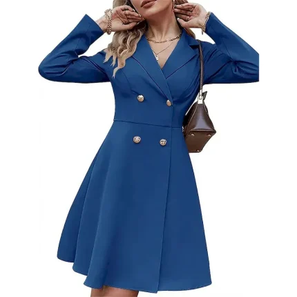 Women's Party Dress Cocktail Dress Work Dress Button Shirt Collar Long Sleeve Midi Dress Winter Dress Office Formal Black Blue Fall Winter